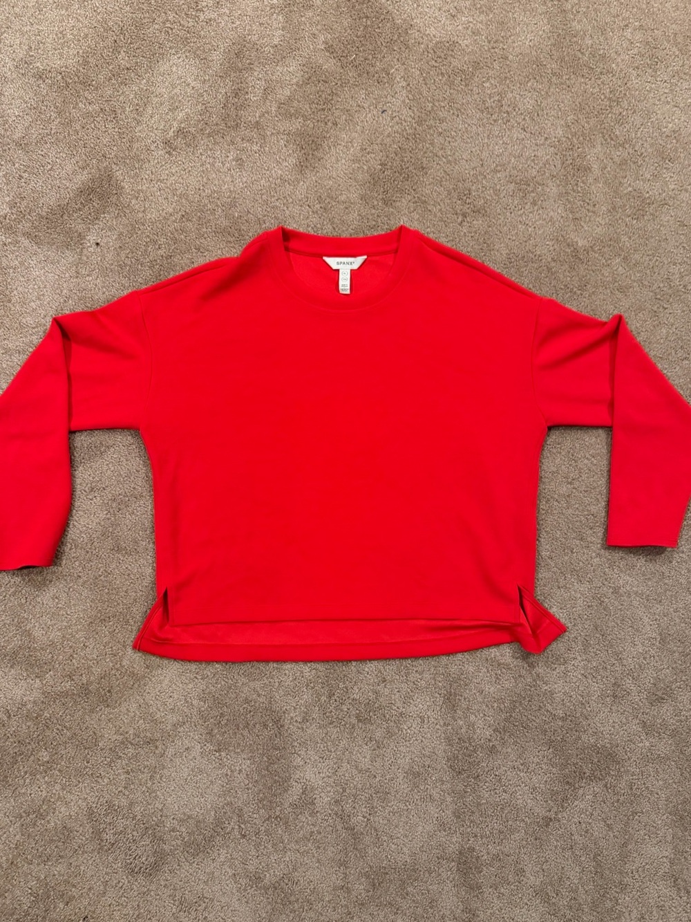 SPANX AirEssentials Relaxed Long Sleeve Top XL Red Side Slit